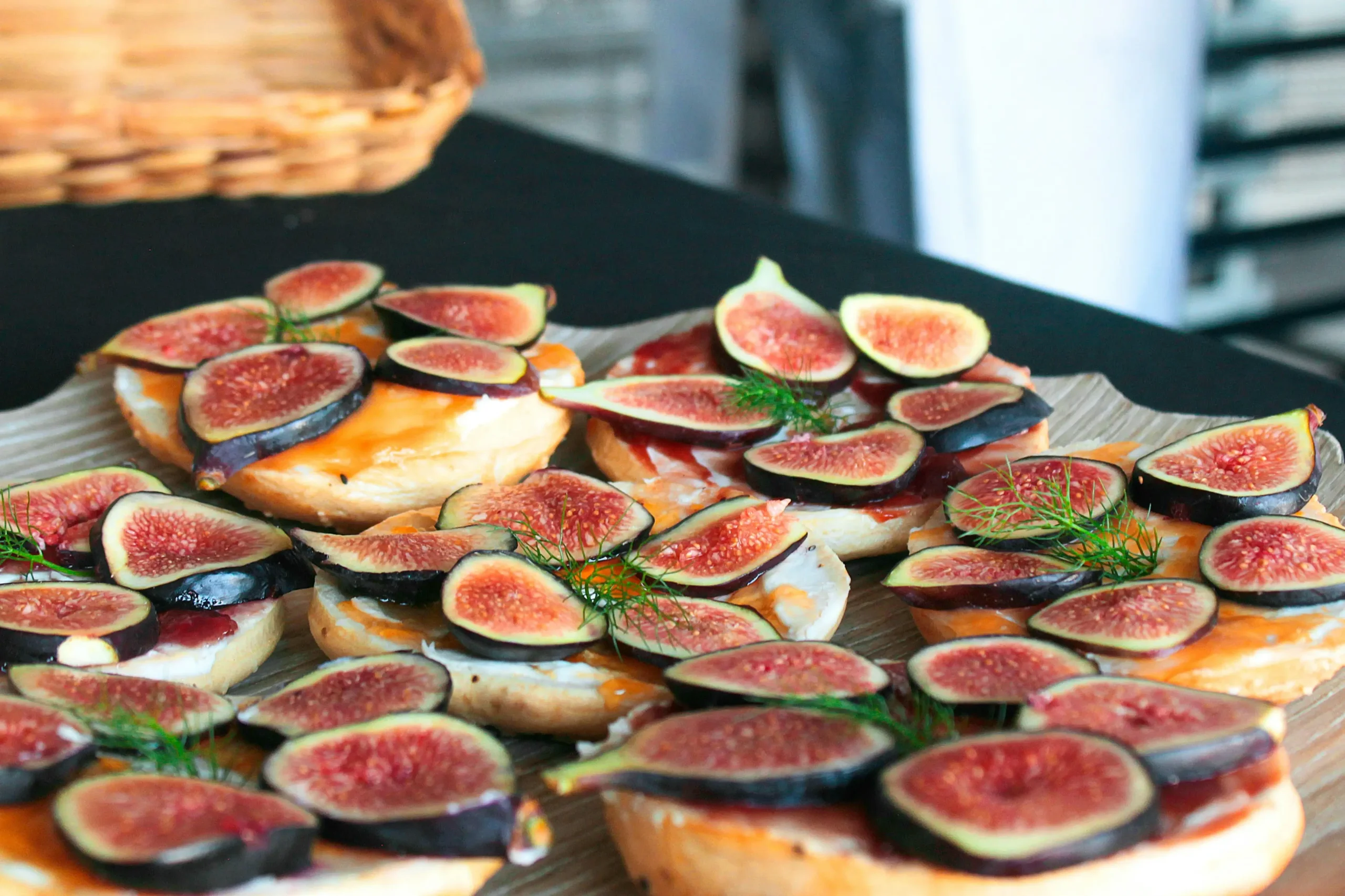 there are many different types of food on a wooden plate